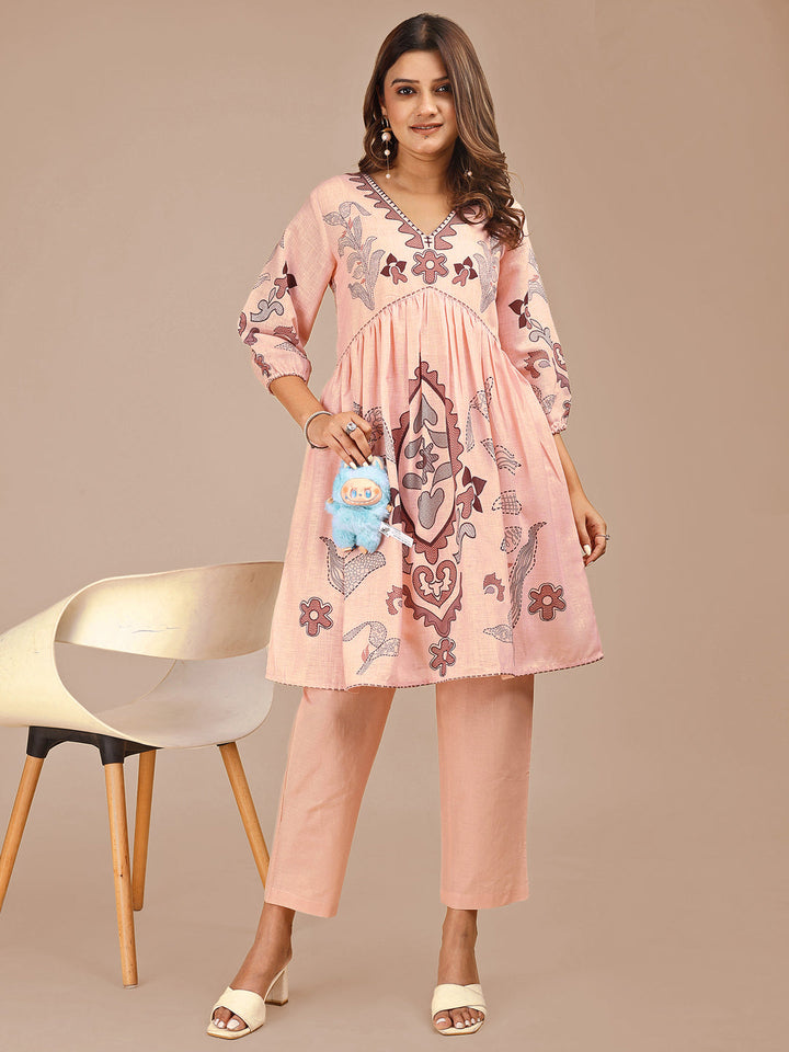 Peach-Cotton-Printed-Co-ord-Set