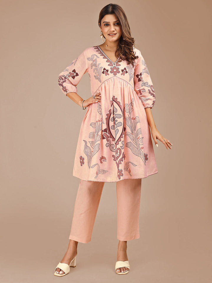 Peach-Cotton-Printed-Co-ord-Set