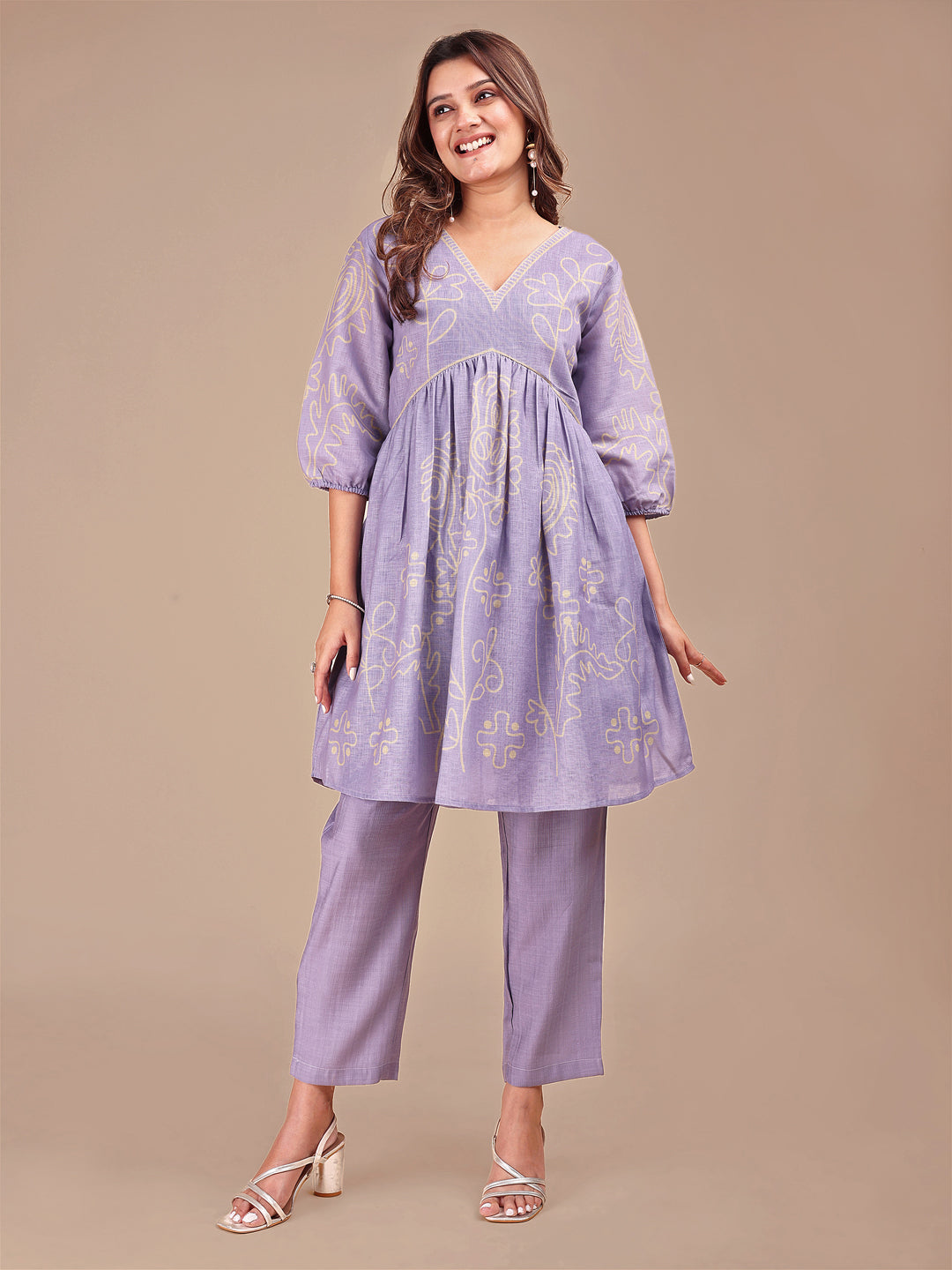 Lilac-&-Yellow-Cotton-Printed-Co-Ord-Set