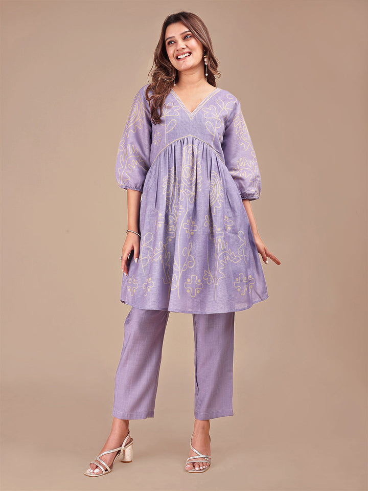 Lilac-&-Yellow-Cotton-Printed-Co-Ord-Set