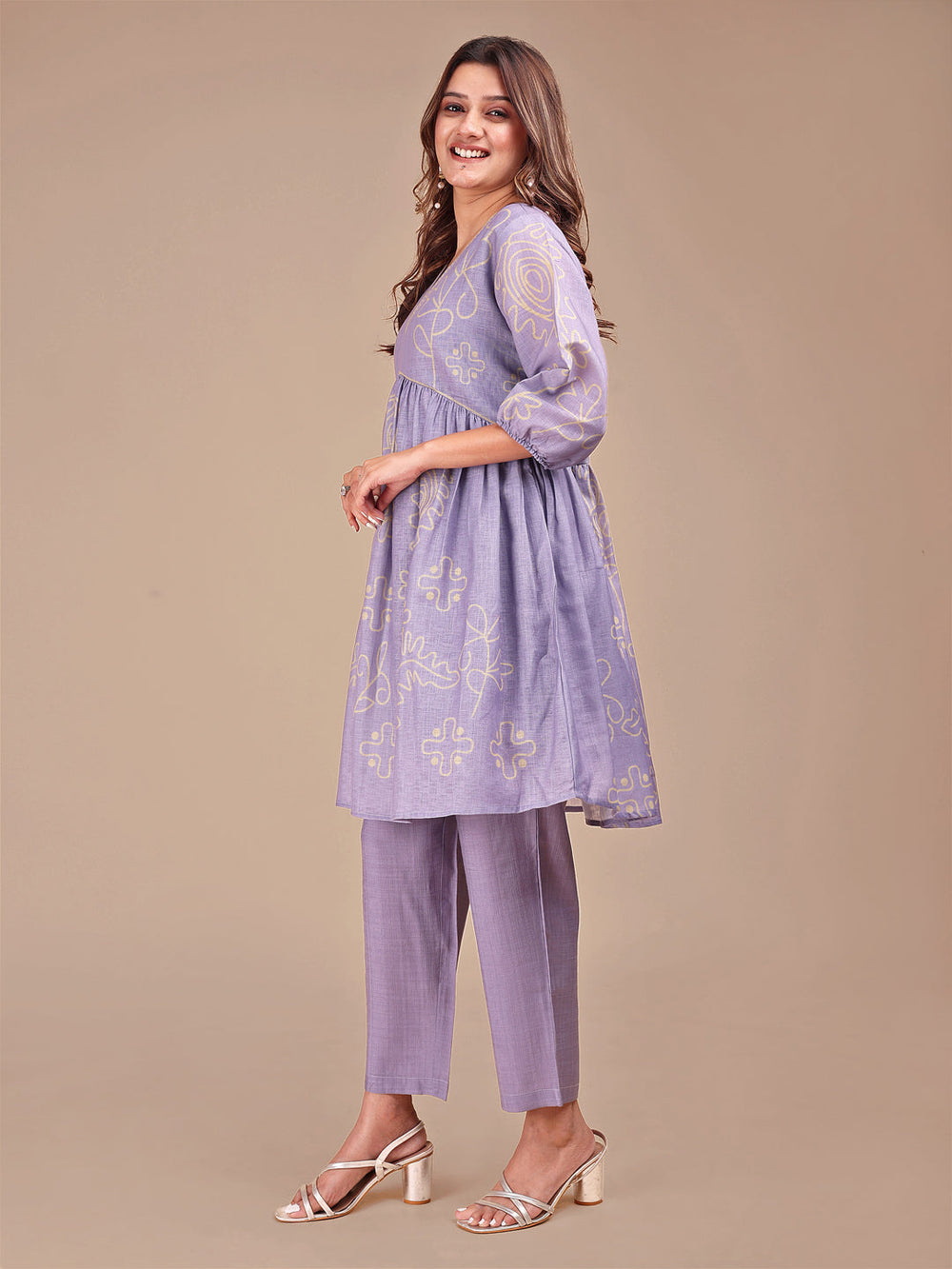 Lilac-&-Yellow-Cotton-Printed-Co-Ord-Set