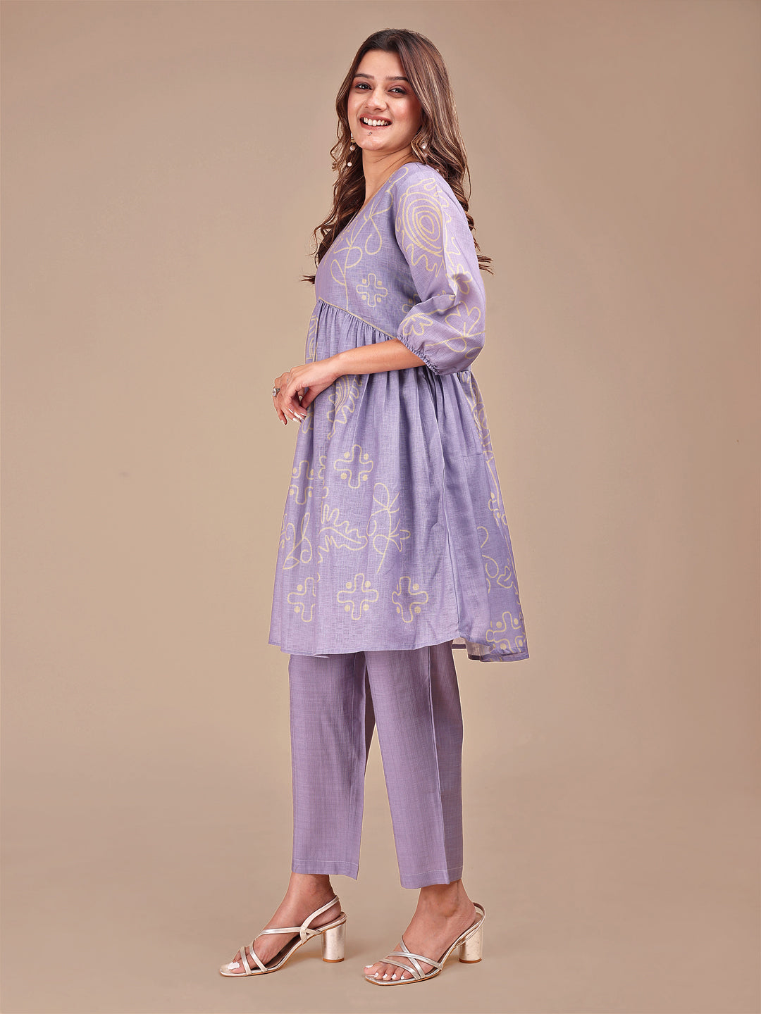 Lilac-&-Yellow-Cotton-Printed-Co-Ord-Set