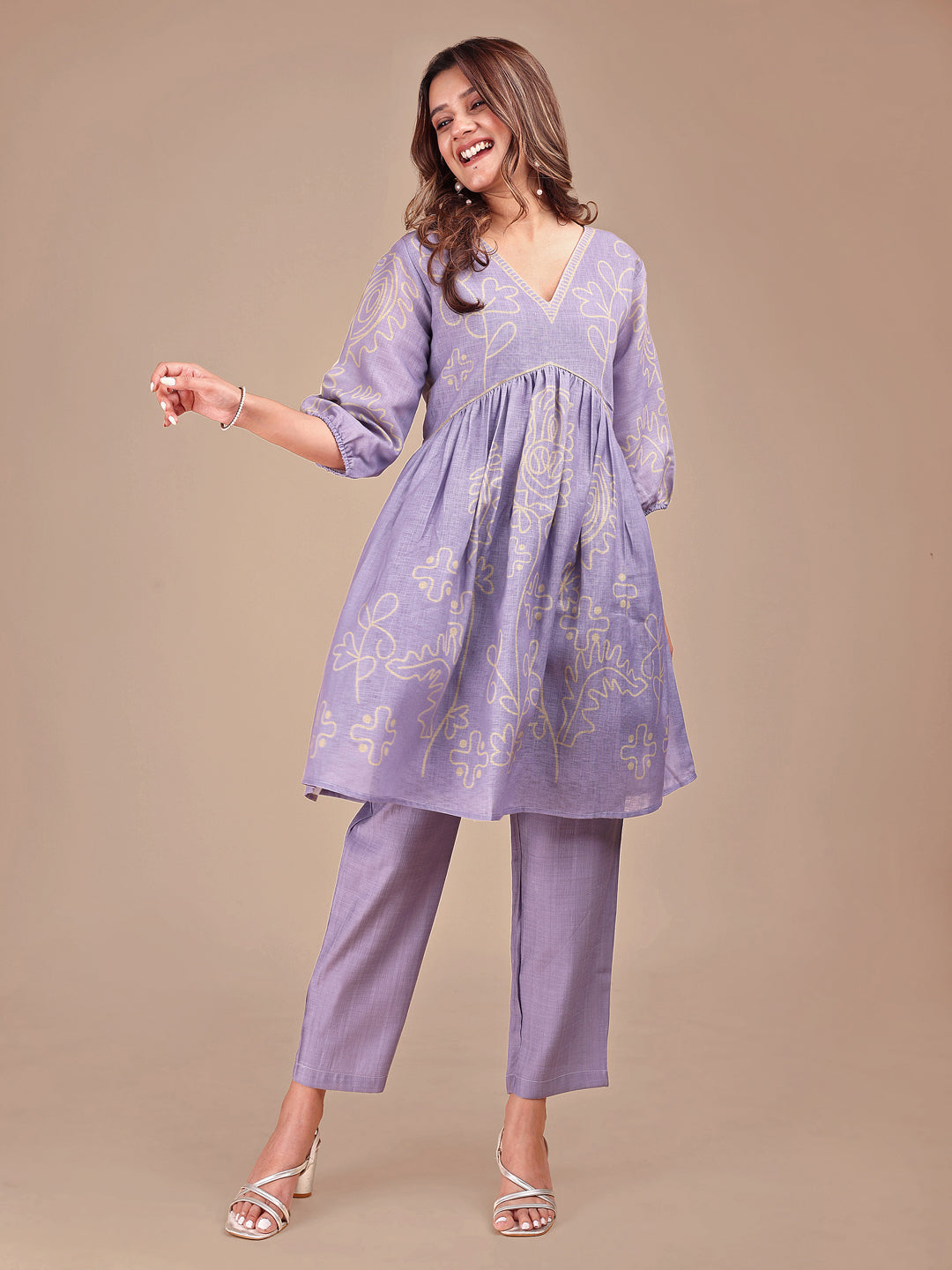 Lilac-&-Yellow-Cotton-Printed-Co-Ord-Set