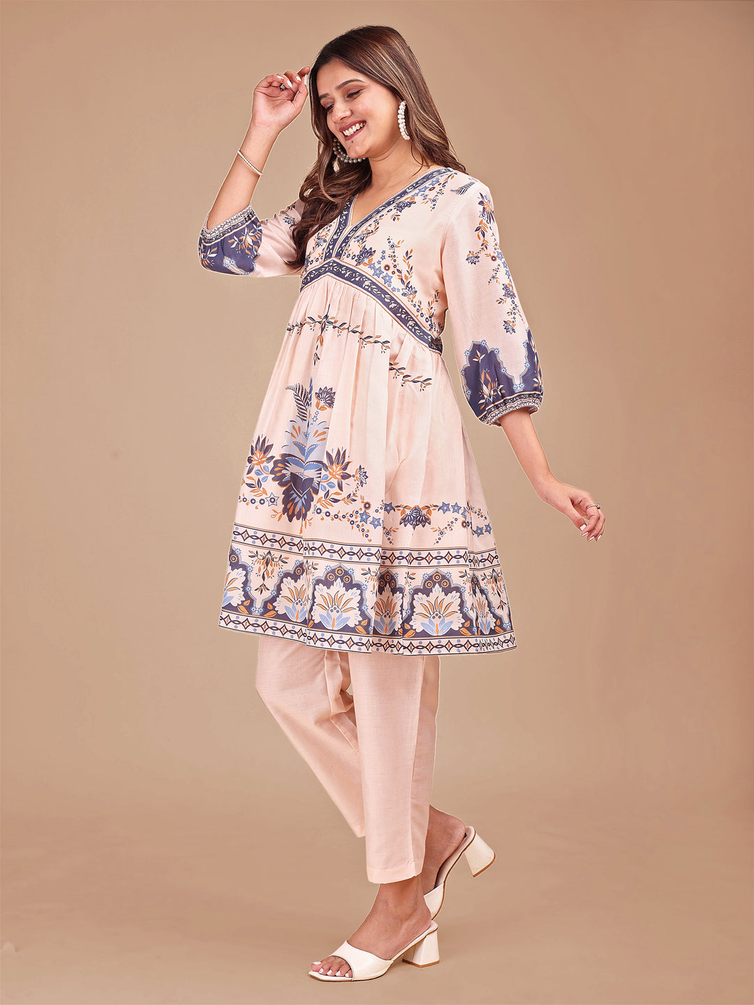 Peach-Cotton-Floral-Printed-Co-ord-Set
