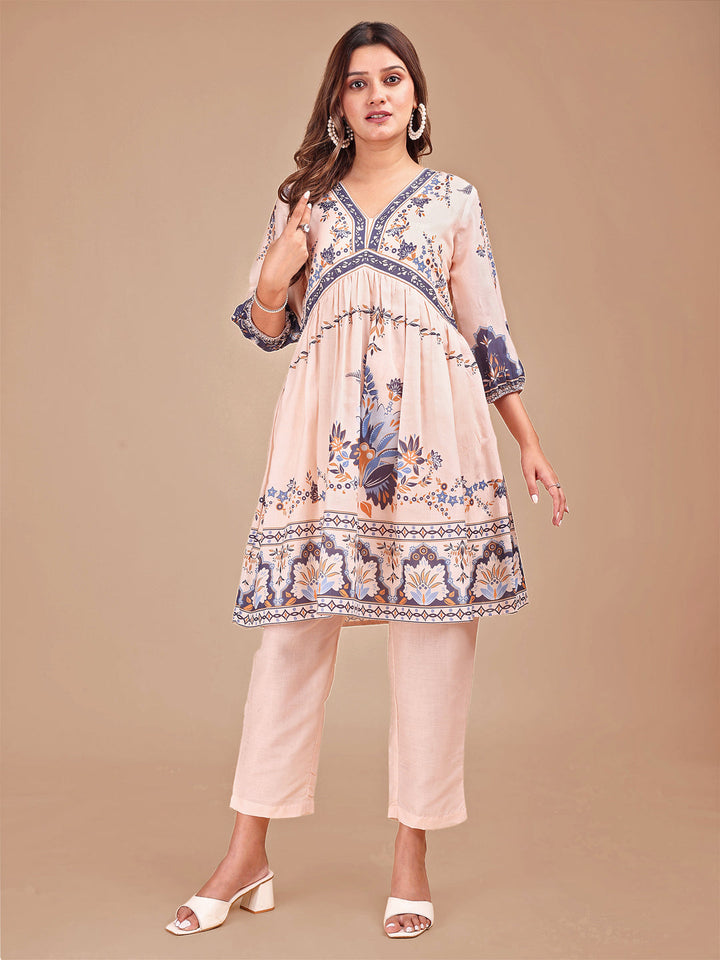Peach-Cotton-Floral-Printed-Co-ord-Set
