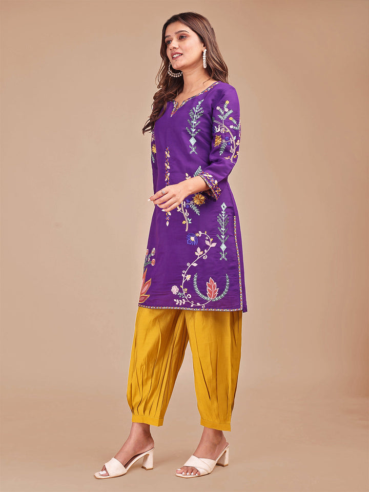 Purple-Silk-Blend-Multi-Embroidered-Co-ord-Set