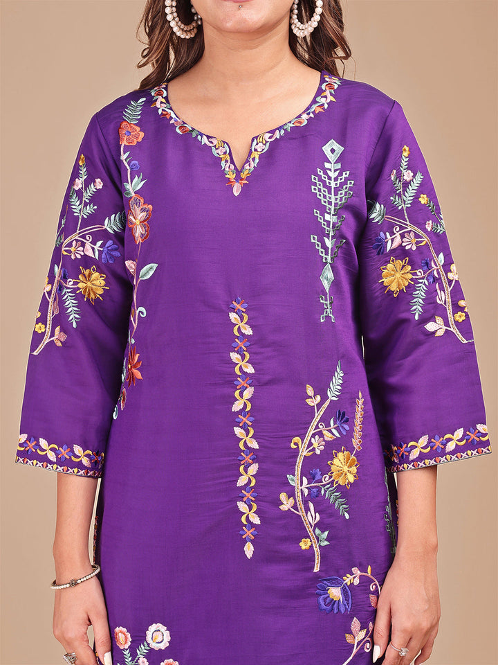 Purple-Silk-Blend-Multi-Embroidered-Co-ord-Set