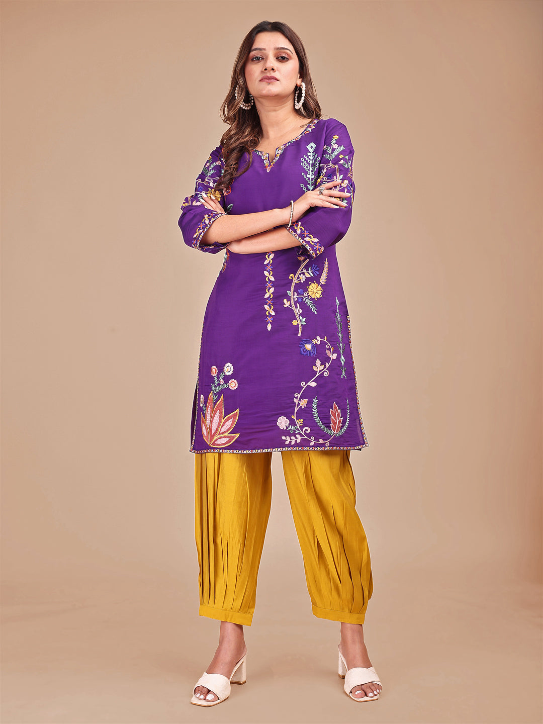Purple-Silk-Blend-Multi-Embroidered-Co-ord-Set