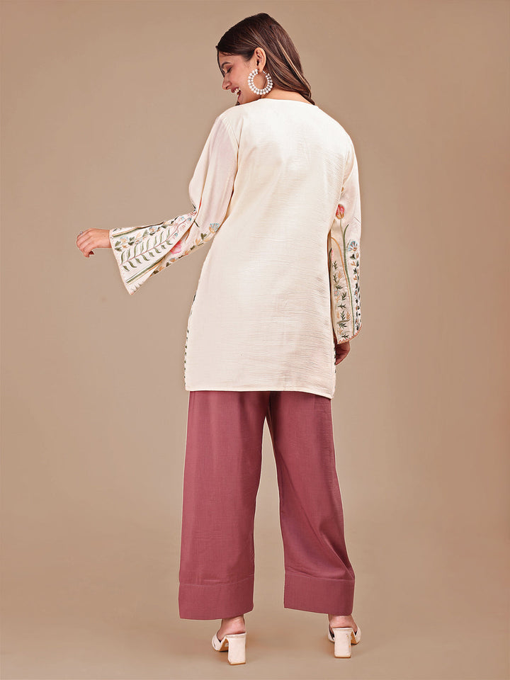 Cream-&-Rose-Silk-Embroidered-Co-ord-Set