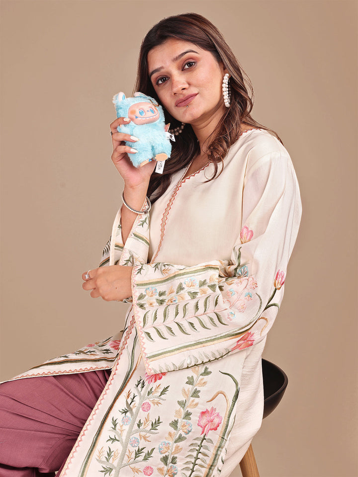 Cream-&-Rose-Silk-Embroidered-Co-ord-Set