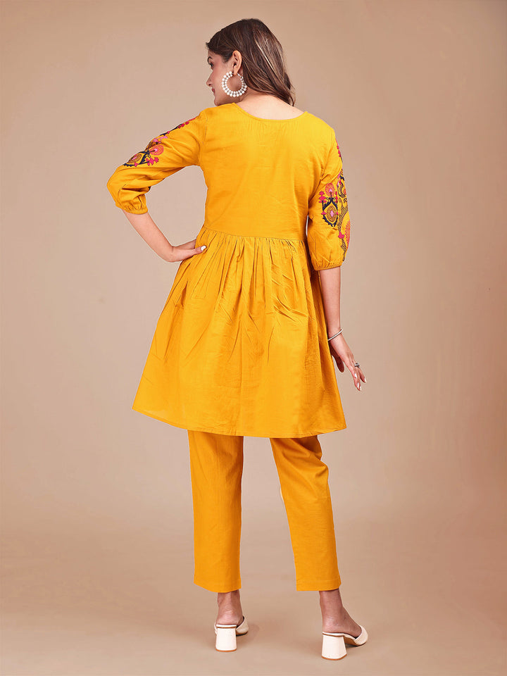 Mustard-Cotton-Contrast-Thread-Work-Co-ord-Set