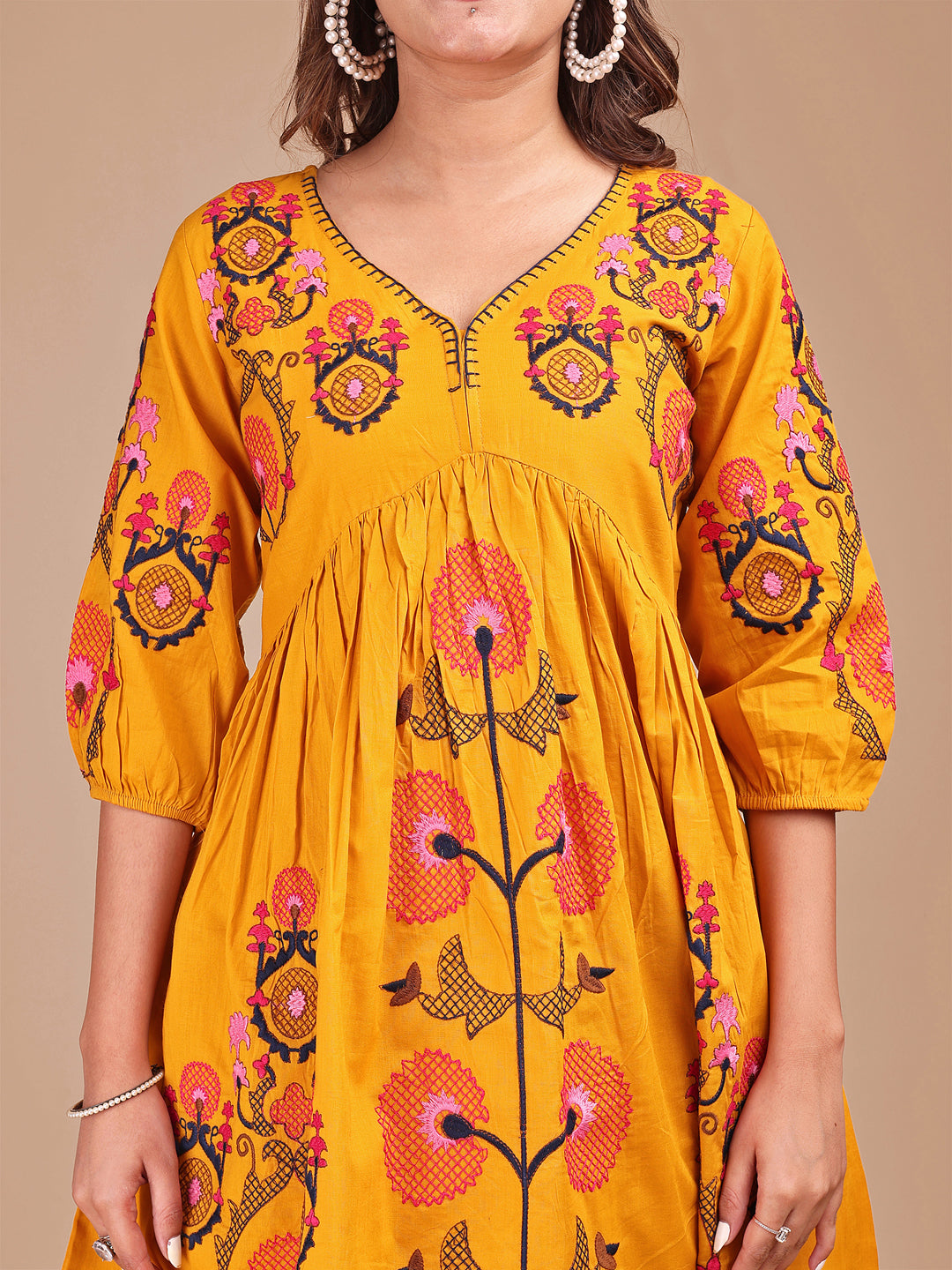 Mustard-Cotton-Contrast-Thread-Work-Co-ord-Set