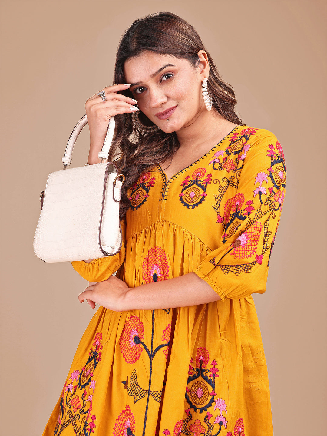 Mustard-Cotton-Contrast-Thread-Work-Co-ord-Set