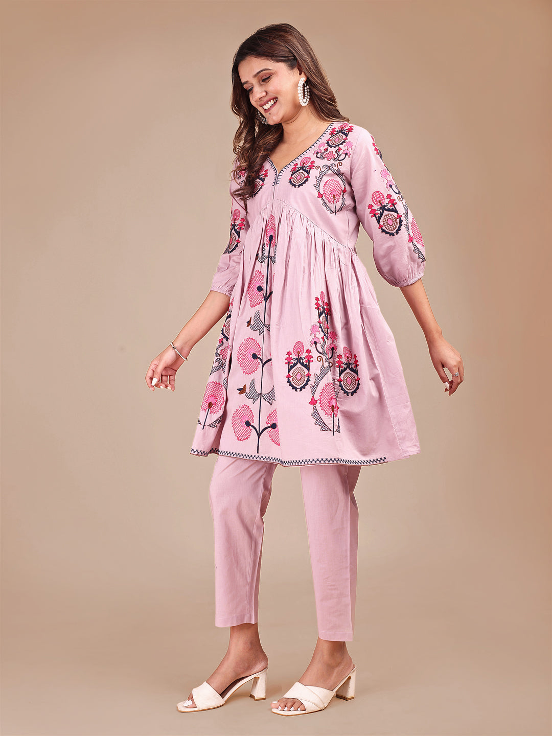 Onion-Pink-Cotton-Contrast-Thread-Work-Co-ord-Set