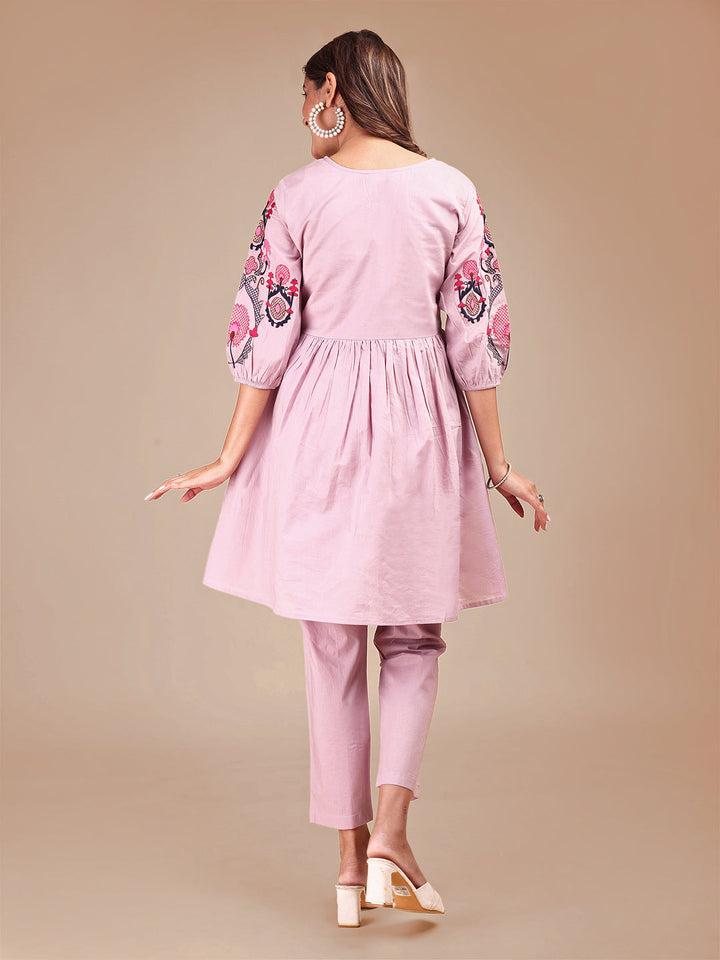 Onion-Pink-Cotton-Contrast-Thread-Work-Co-ord-Set