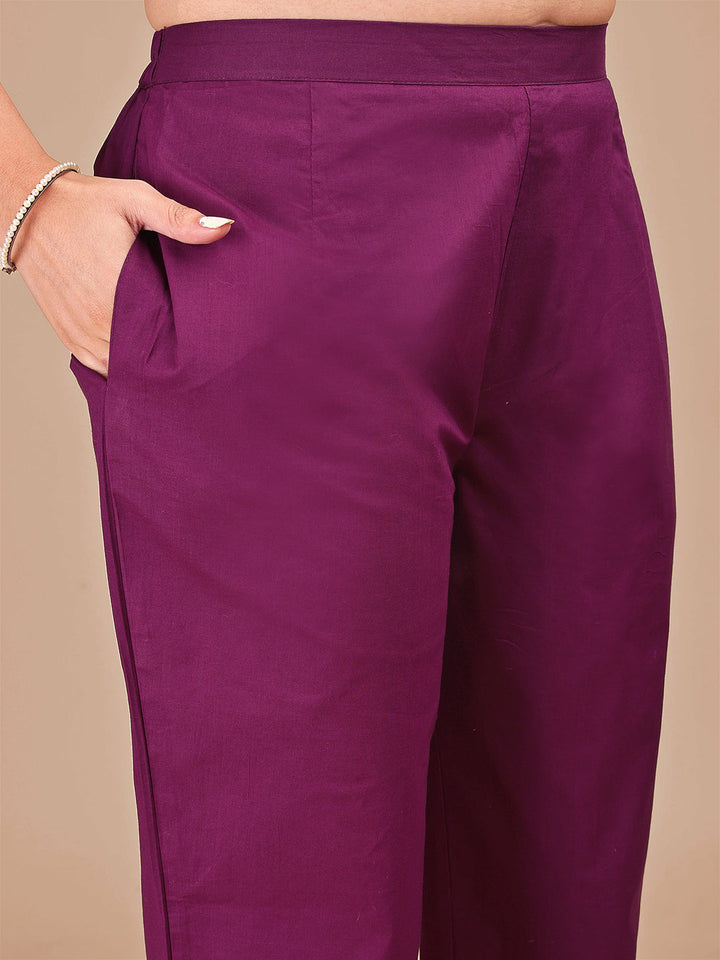 Wine-Cotton-Contrast-Thread-Work-Co-ord-Set