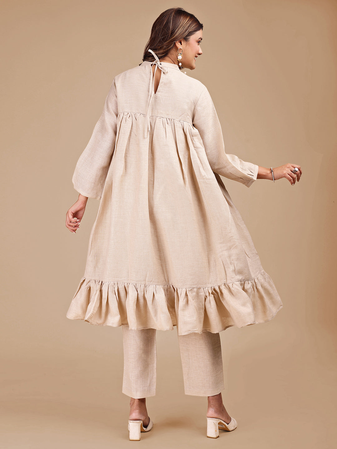 Beige-Linen-Embroidered-Empire-Co-ord-Set