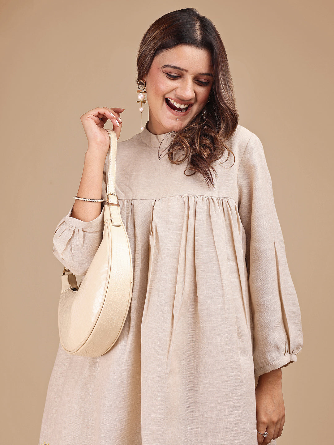 Beige-Linen-Embroidered-Empire-Co-ord-Set