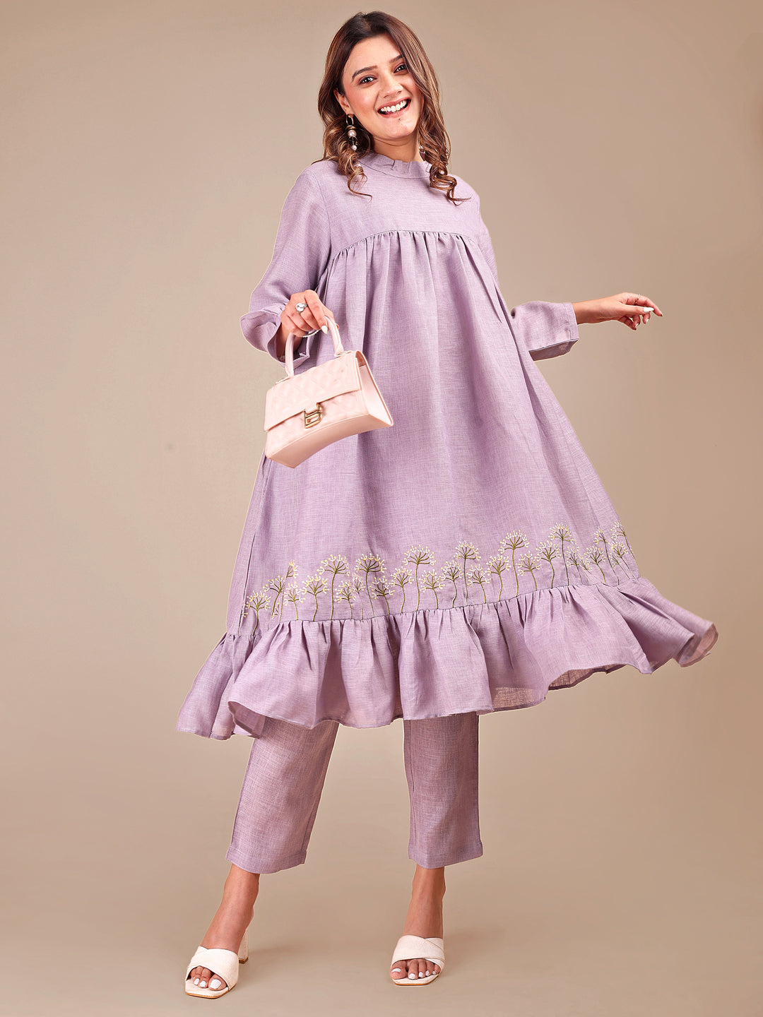 Lavender-Linen-Embroidered-Empire-Co-ord-Set