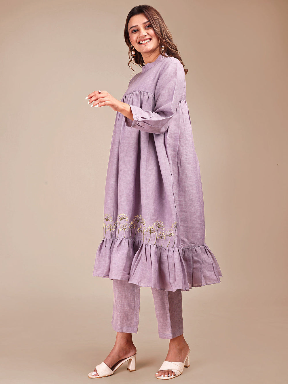 Lavender-Linen-Embroidered-Empire-Co-ord-Set