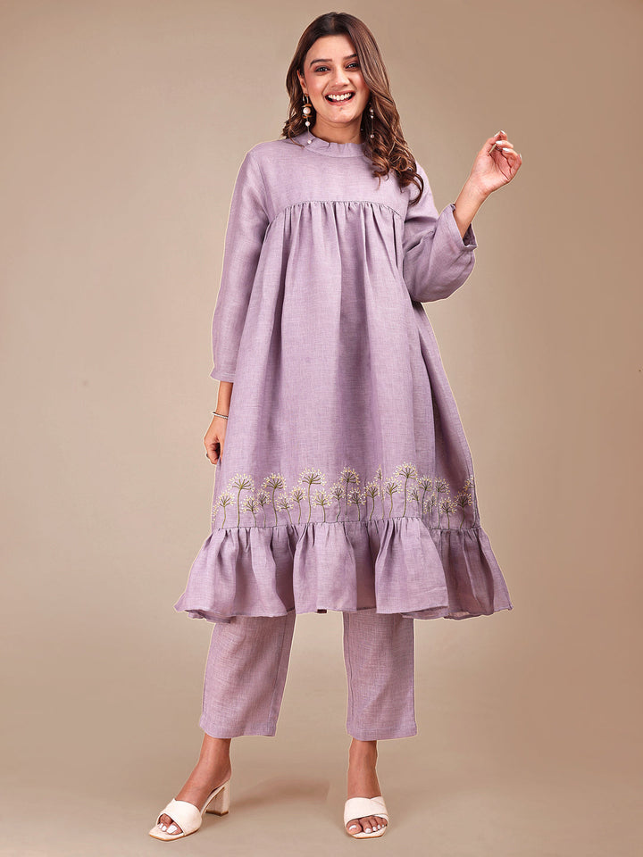 Lavender-Linen-Embroidered-Empire-Co-ord-Set