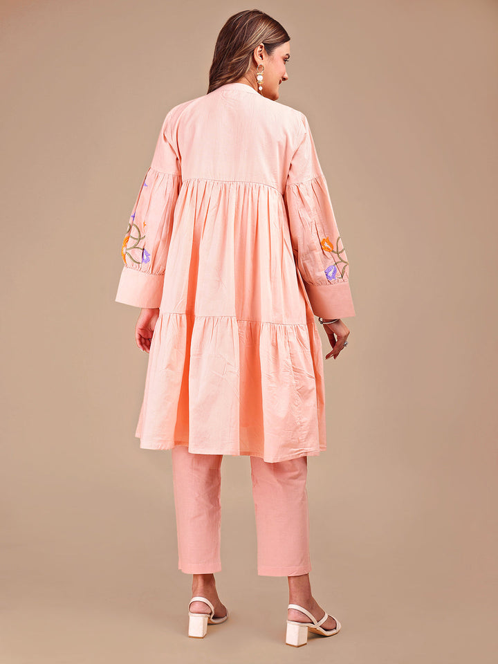 Peach-Pink-Cotton-Tiered-Heavy-Embroidered-Co-ord-Set-