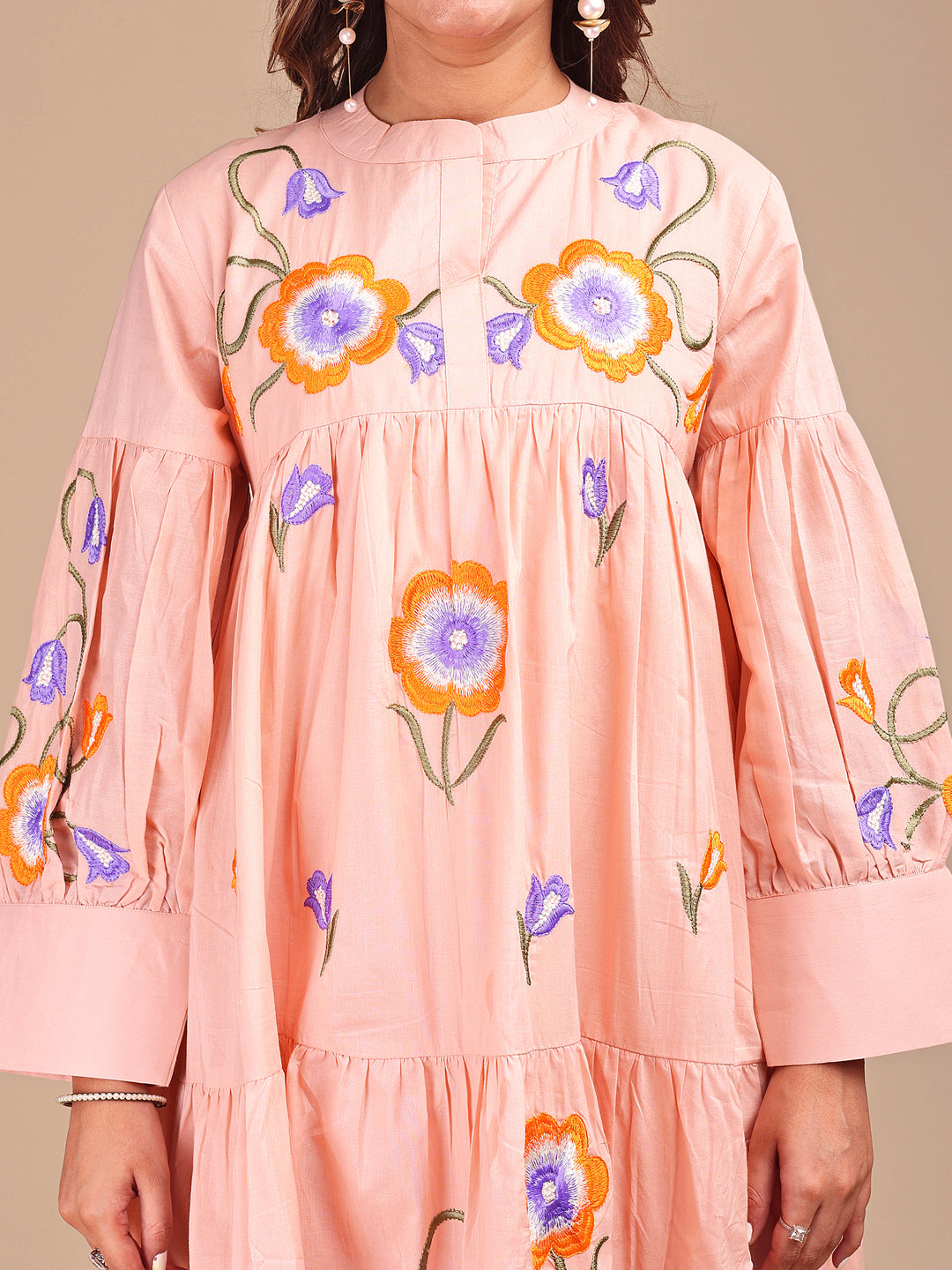 Peach-Pink-Cotton-Tiered-Heavy-Embroidered-Co-ord-Set-