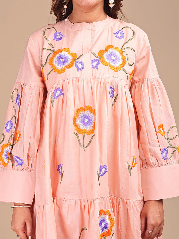 Peach-Pink-Cotton-Tiered-Heavy-Embroidered-Co-ord-Set-