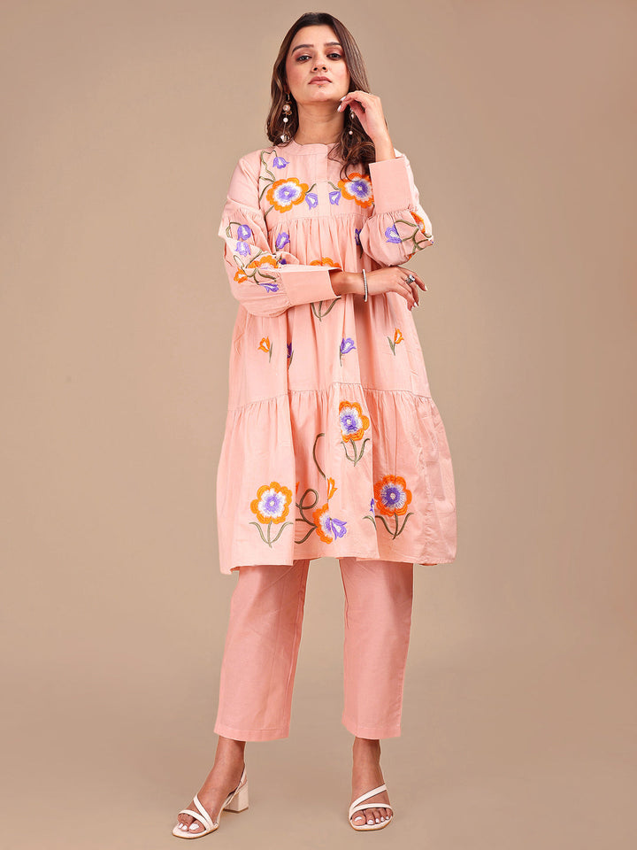 Peach-Pink-Cotton-Tiered-Heavy-Embroidered-Co-ord-Set-