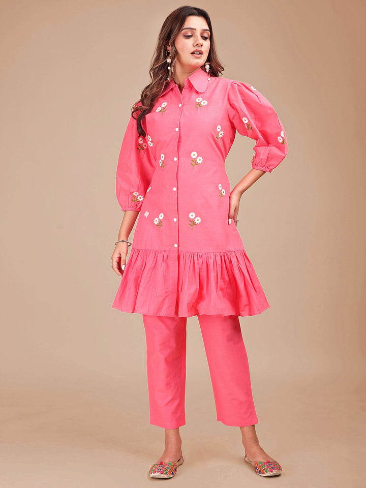 Blush-Pink-Cotton-Frill-Embroidered-Co-ord-Set