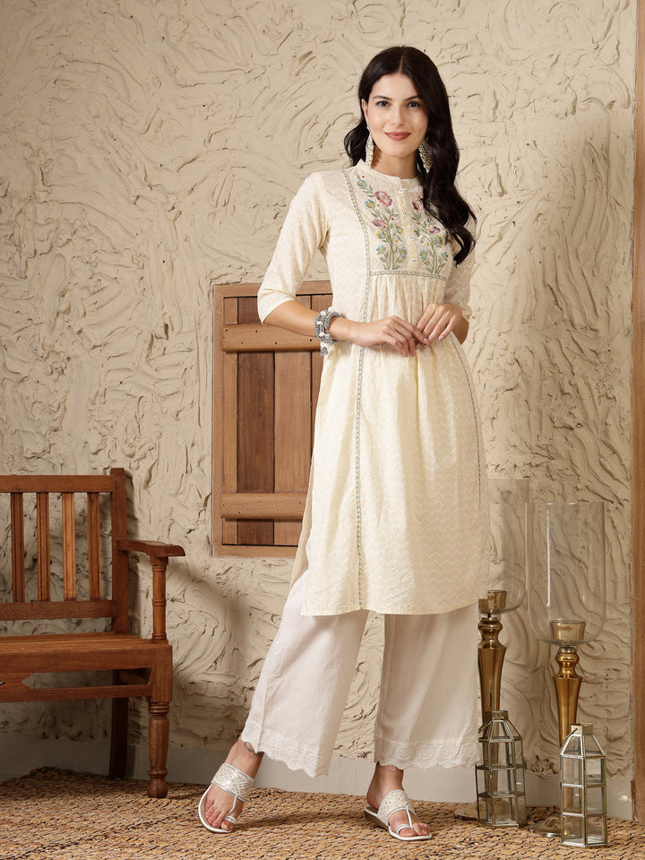 Cream-Cotton-Embroidered-A-Line-Kurta-Only