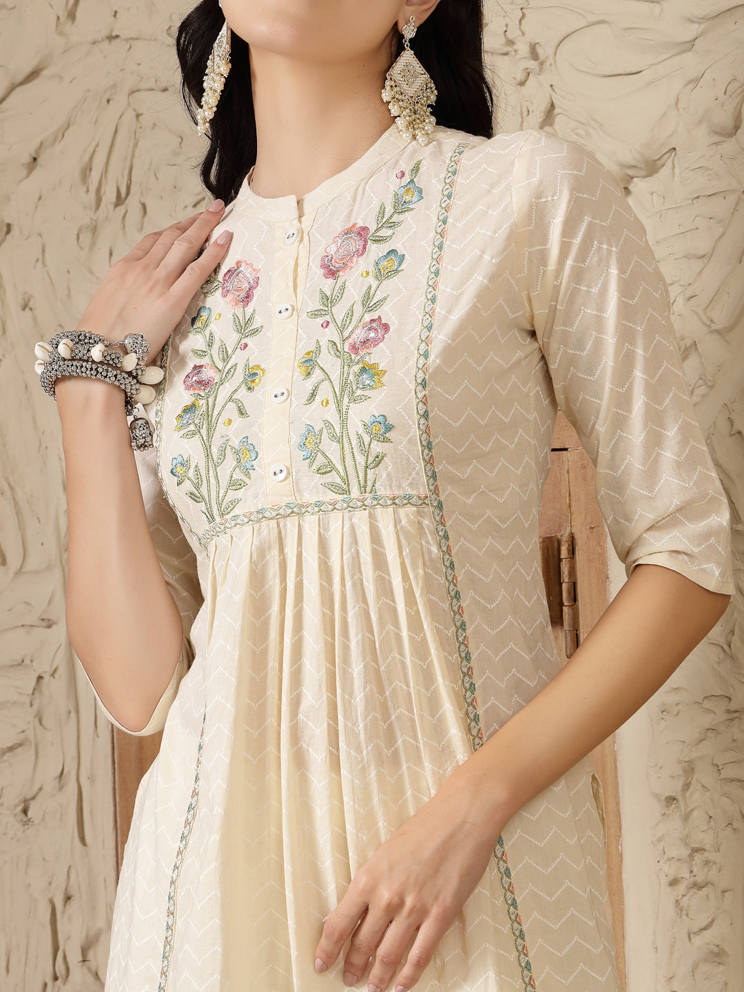 Cream-Cotton-Embroidered-A-Line-Kurta-Only