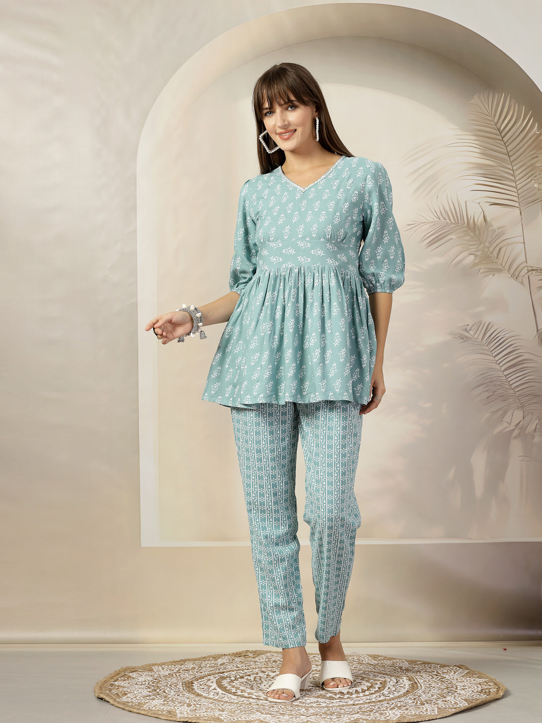 Blue-Rayon-Ethnic-Motifs-Printed-Co-Ord-Set
