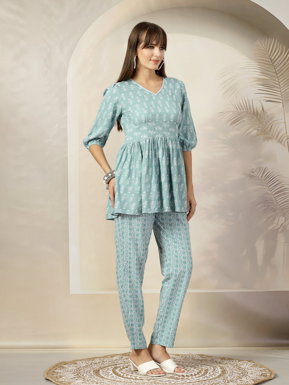 Blue-Rayon-Ethnic-Motifs-Printed-Co-Ord-Set
