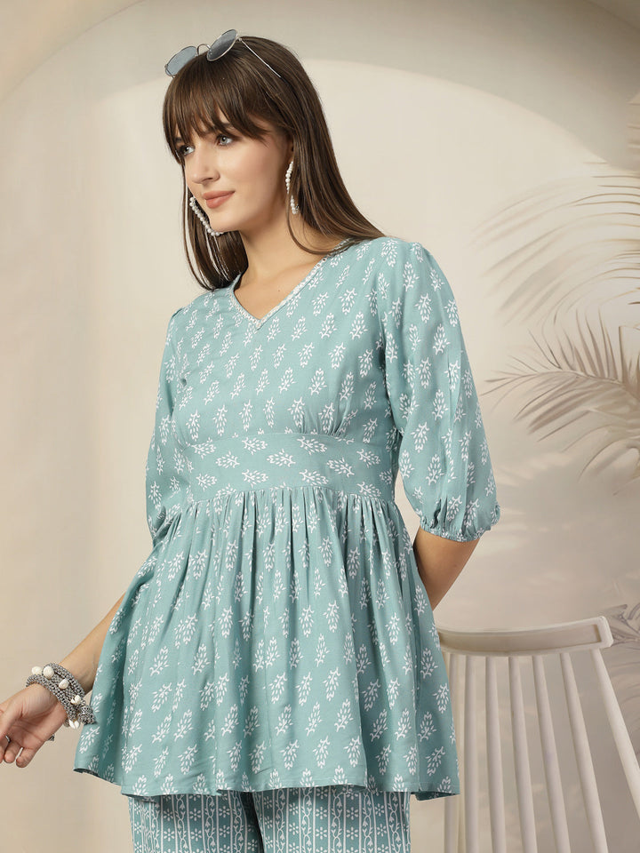 Blue-Rayon-Ethnic-Motifs-Printed-Co-Ord-Set