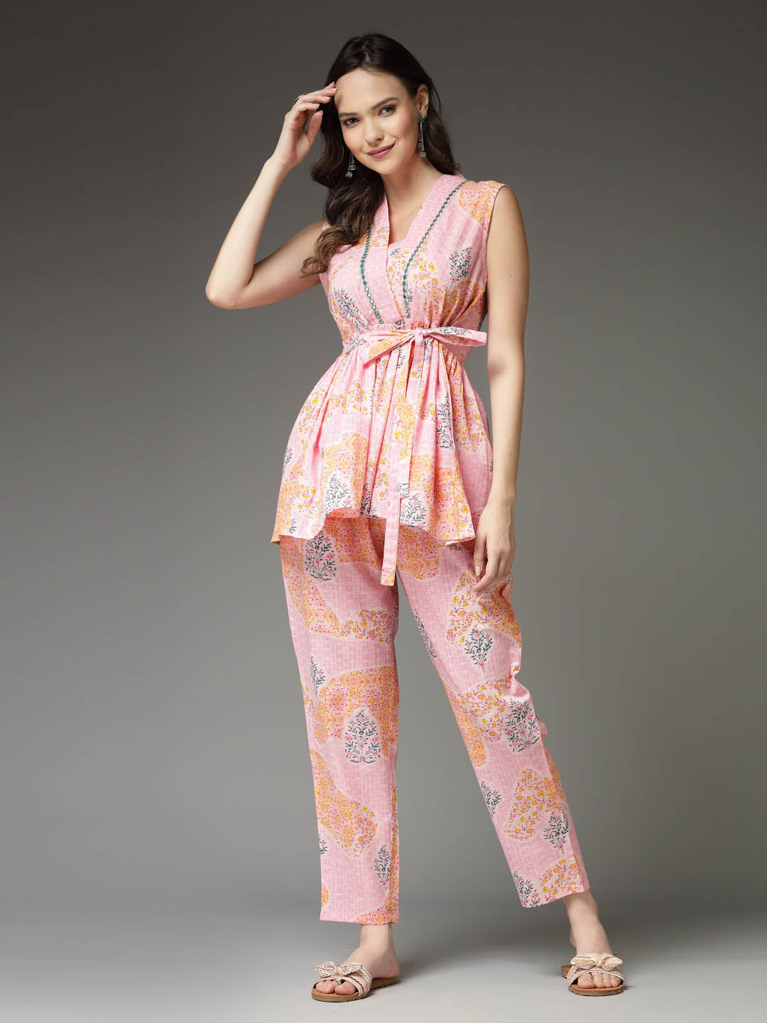 Light-Pink-Cotton-Floral-Printed-Co-Ord-Set