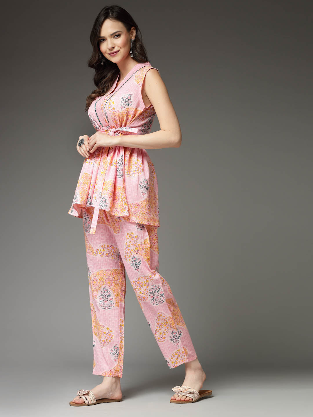 Light-Pink-Cotton-Floral-Printed-Co-Ord-Set