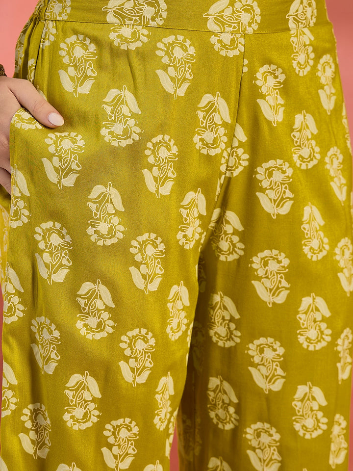 Yellow Floral Printed Rayon Co-Ord Set