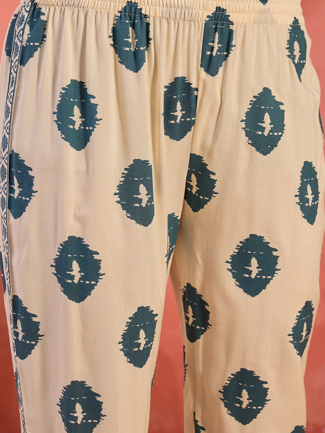 Cream Printed Rayon Co-ords Set