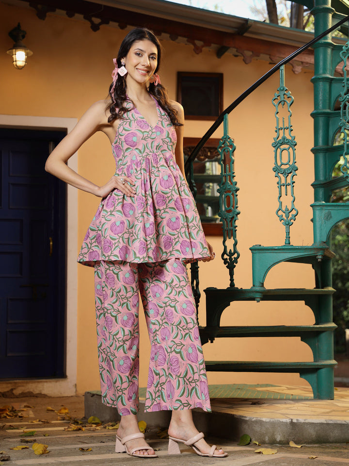 Lavender-Cotton-Floral-Printed-Co-Ord-Set