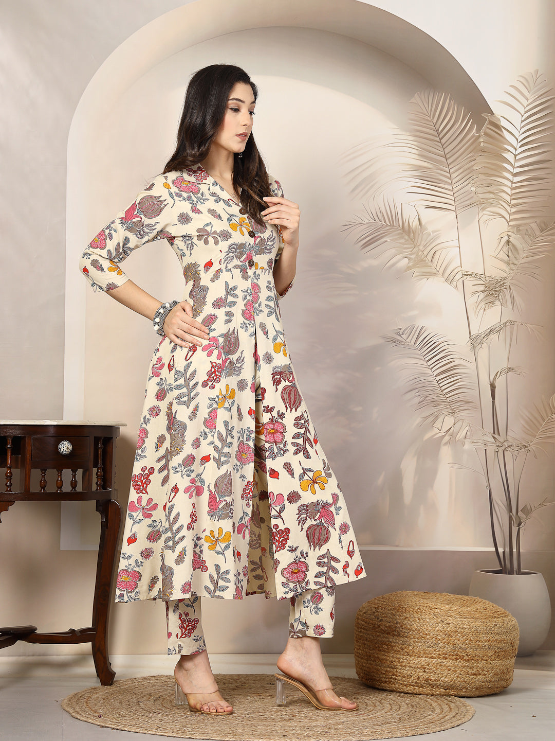 Cream-Rayon-Floral-Printed-A-Line-2-Piece-Kurta-Set
