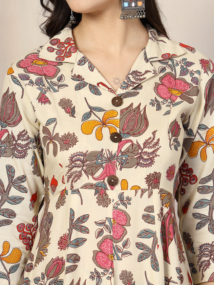 Cream-Rayon-Floral-Printed-A-Line-2-Piece-Kurta-Set