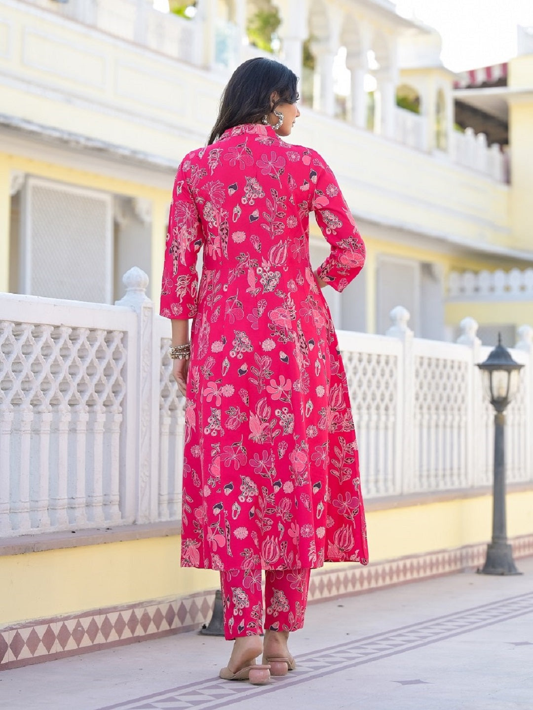 Pink-Rayon-Floral-Printed-2-Piece-Kurta-Set