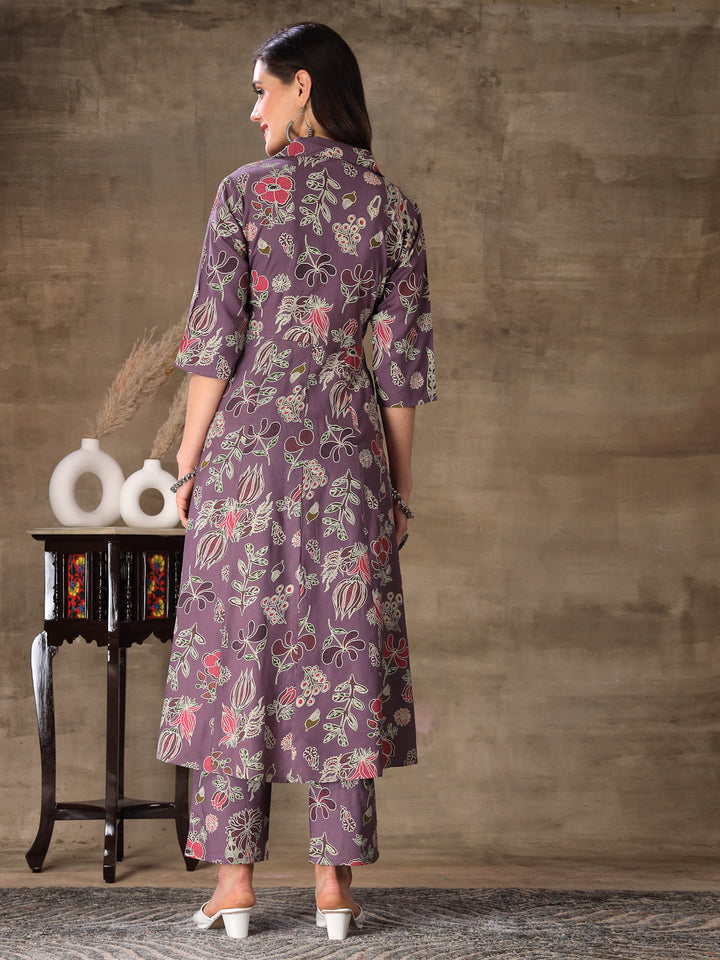 Mauve-Rayon-Floral-Printed-2-Piece-Kurta-Set