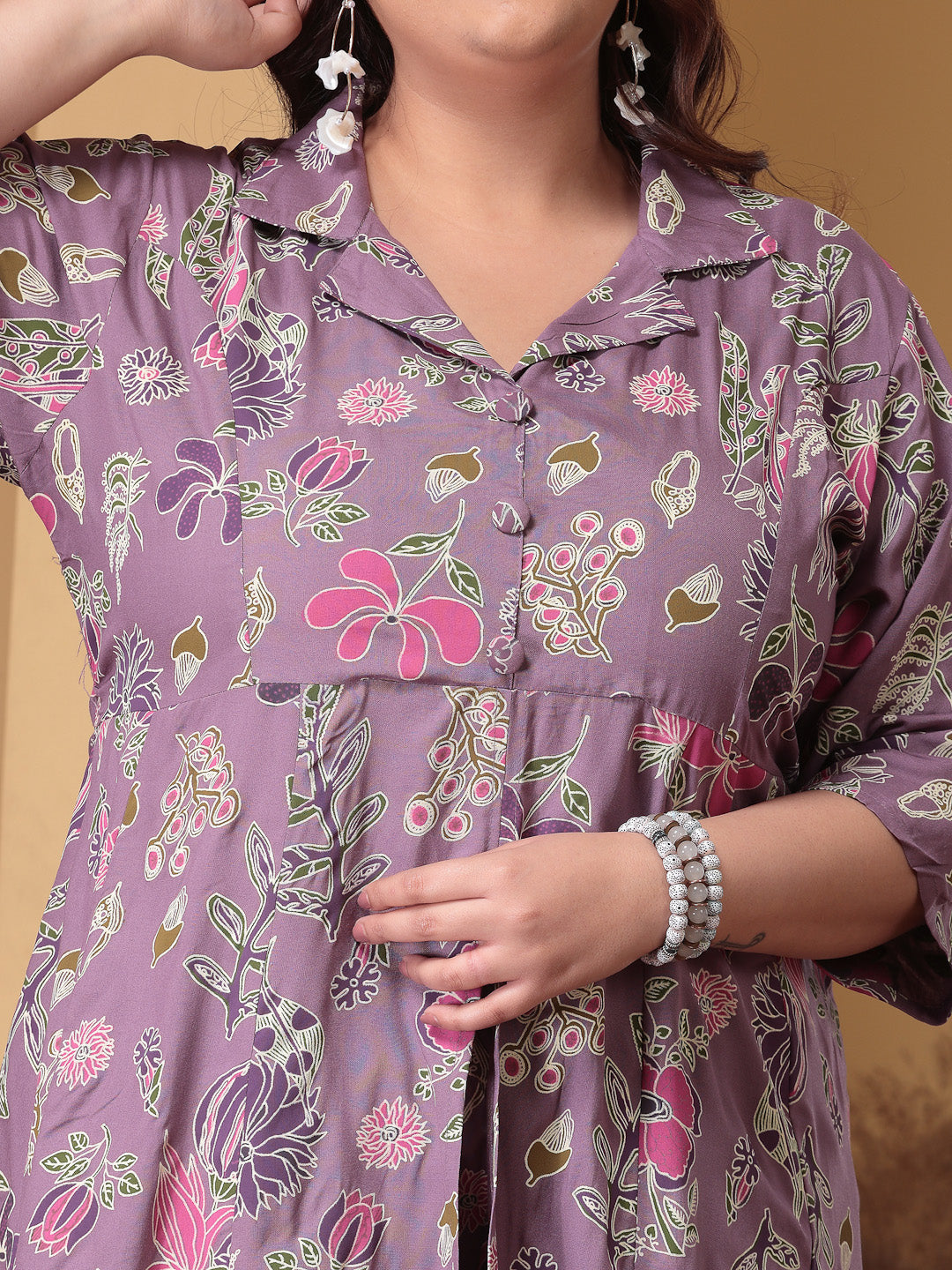 Mauve-Rayon-Floral-Printed-2-Piece-Kurta-Set