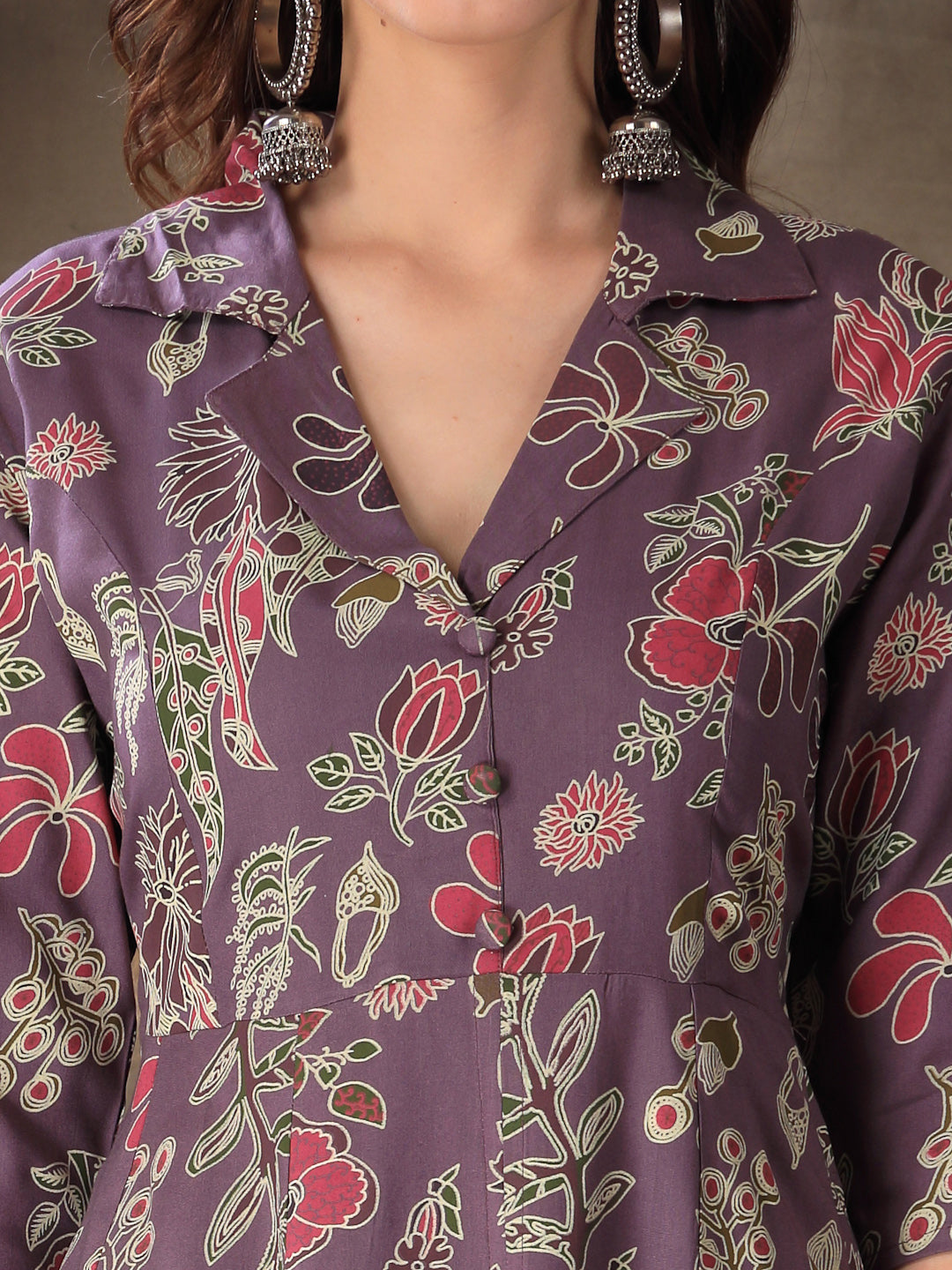 Mauve-Rayon-Floral-Printed-2-Piece-Kurta-Set