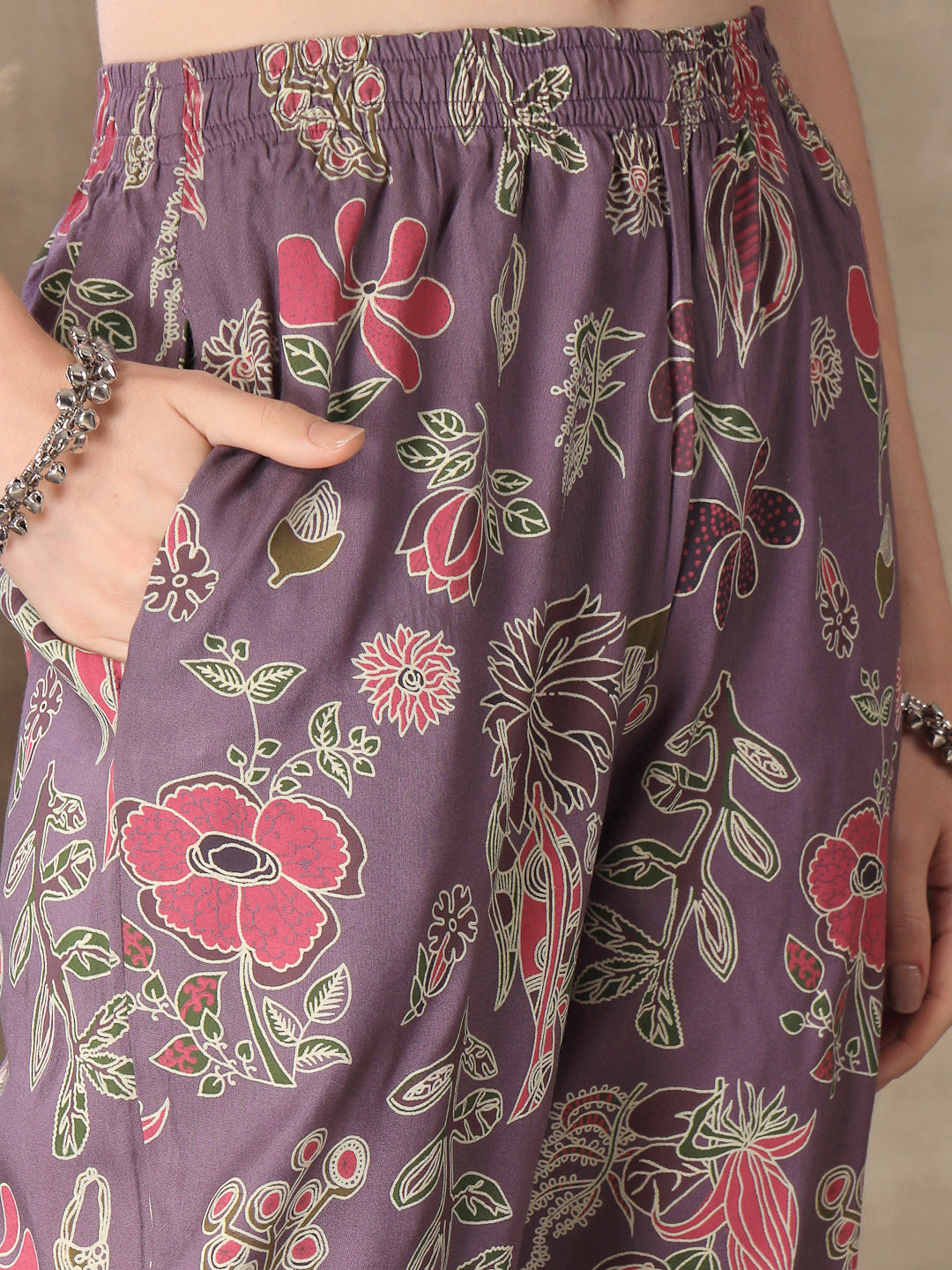 Mauve-Rayon-Floral-Printed-2-Piece-Kurta-Set