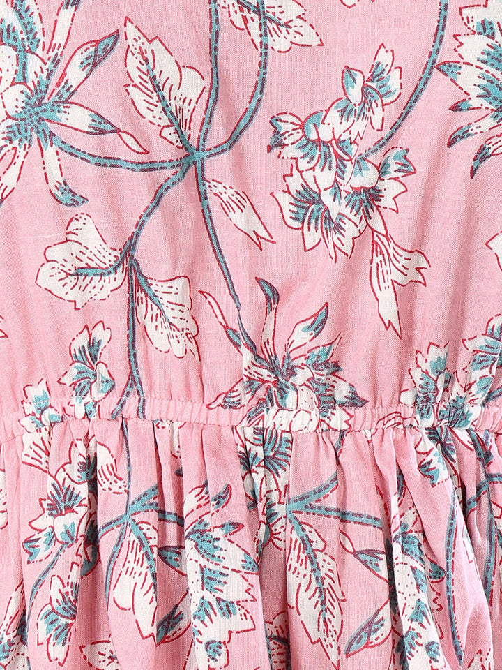 Pink Floral Printed Cotton Co-Ord Set