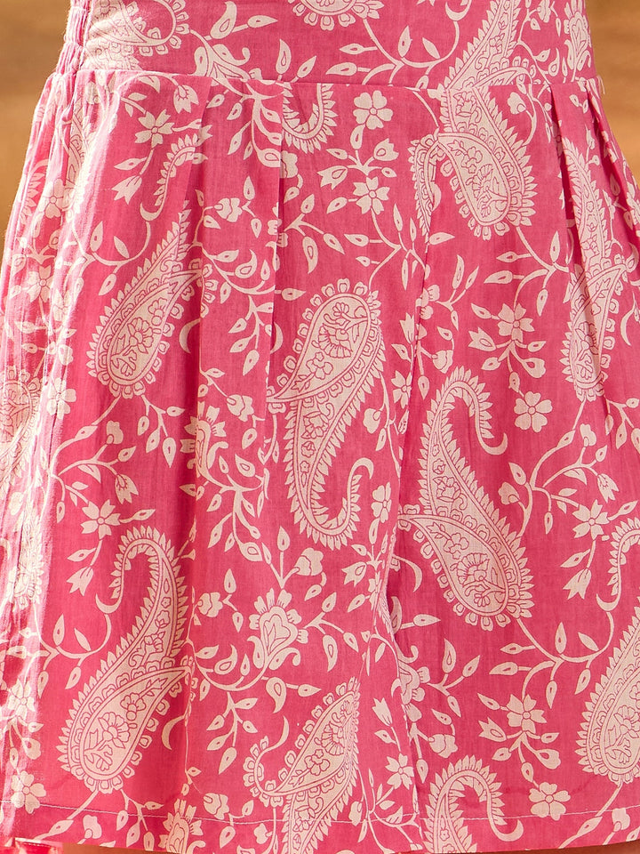 Pink Paisley Printed Cotton Co-ords Set