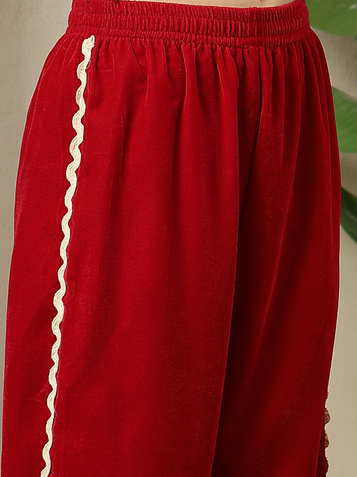 Pink Solid Velvet Co-Ord Set